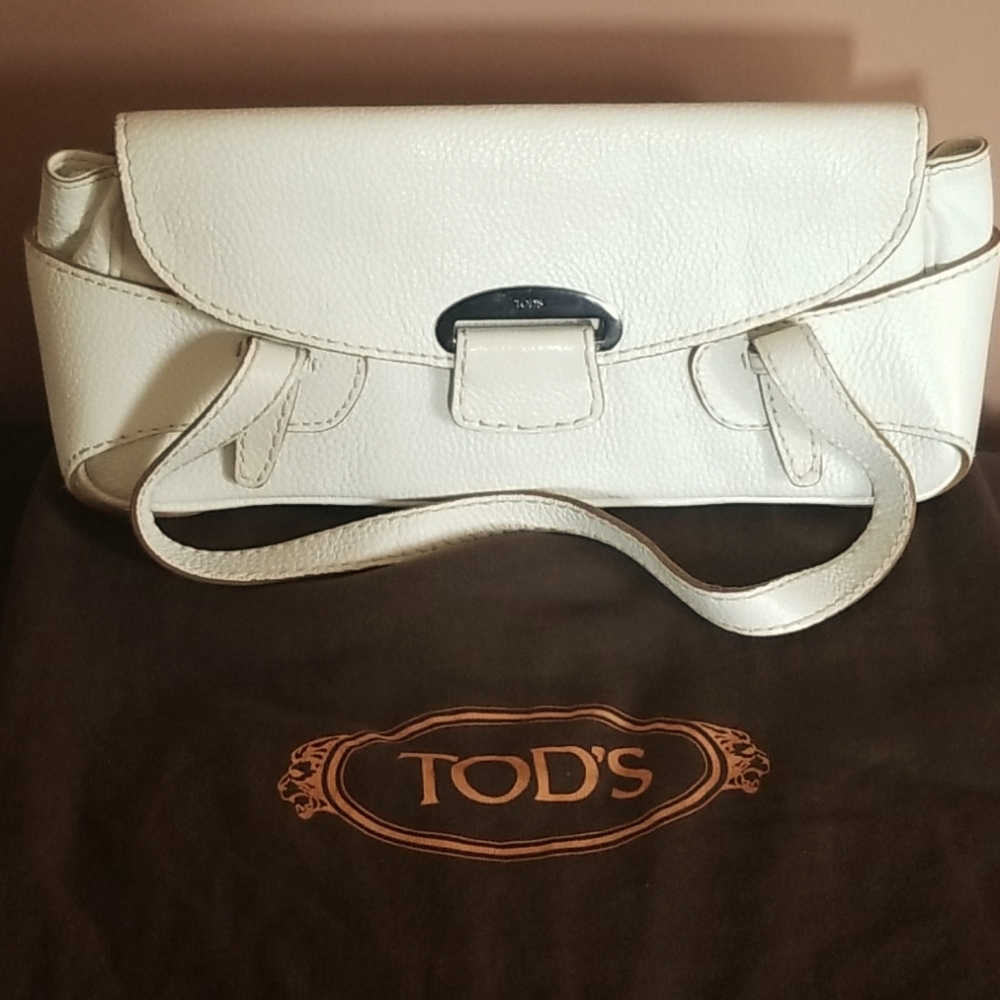 Tod’s  vintage White Leather Shoulder Bag